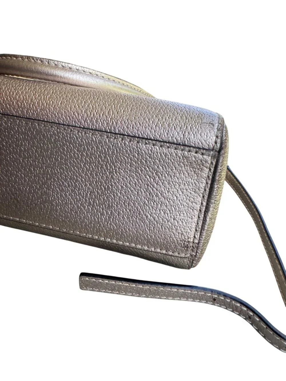 Kate Spade Gold Metallic Pebbled Leather Tote Satchel Crossbody Bag.